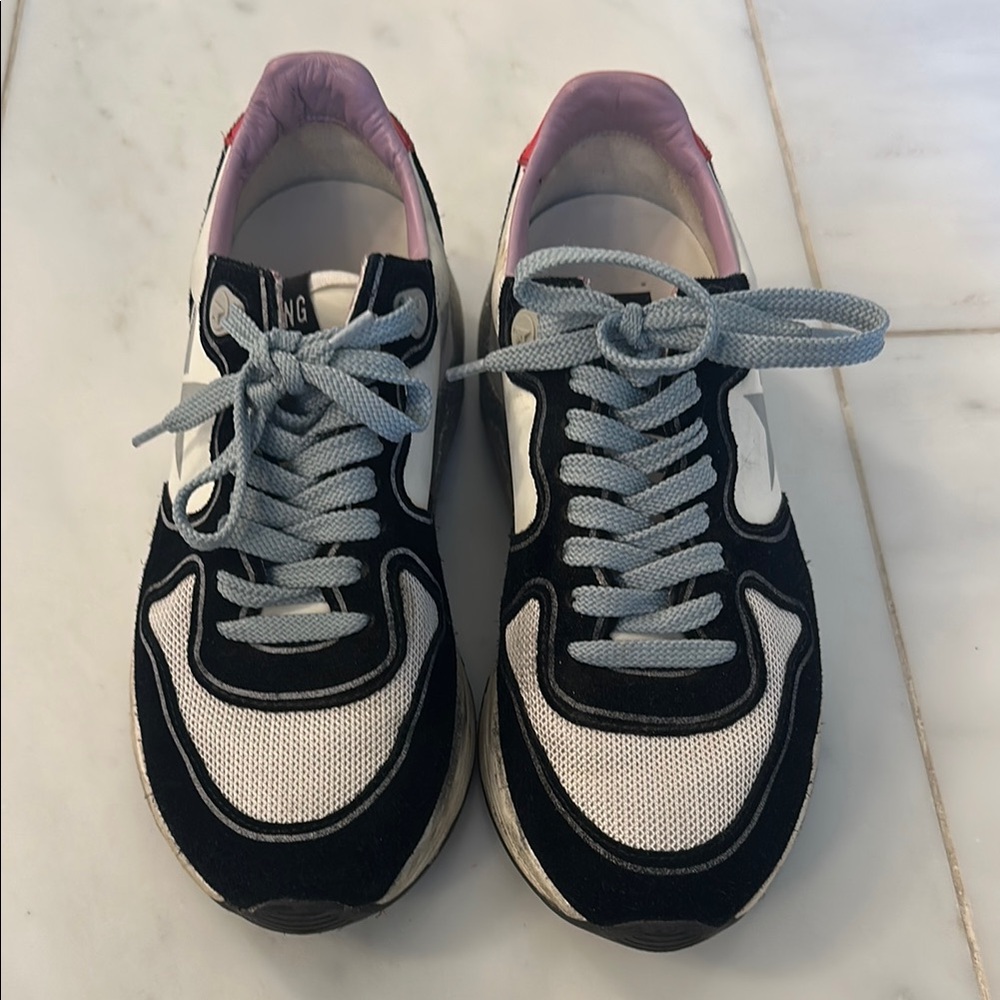 Golden Goose Black and White Athletic Shoes Retro Design